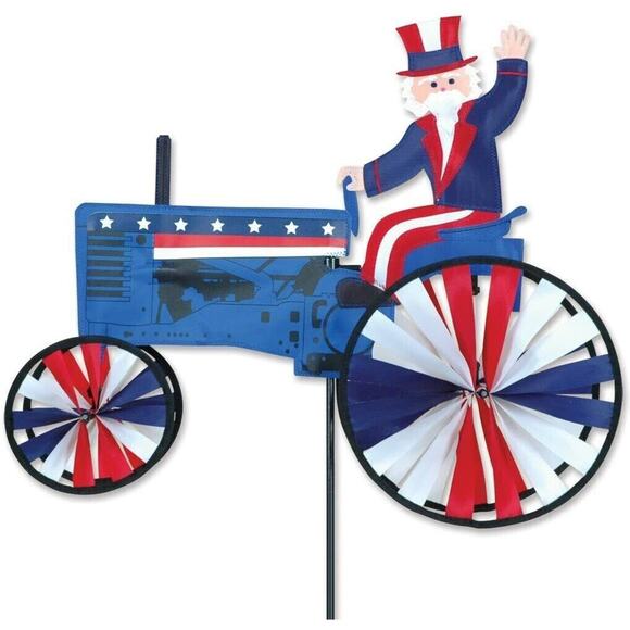 Patriotic American Flag Uncle Sam on a Tractor 21" Garden Spinner Kites Sun Tex - Picture 1 of 4